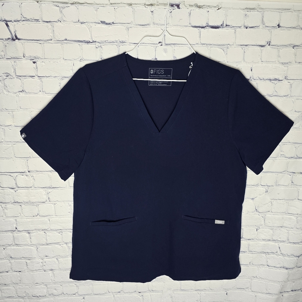 Figs Technical Collection Women's Deep Blue Short Sleeve Scrub Top Size XXL